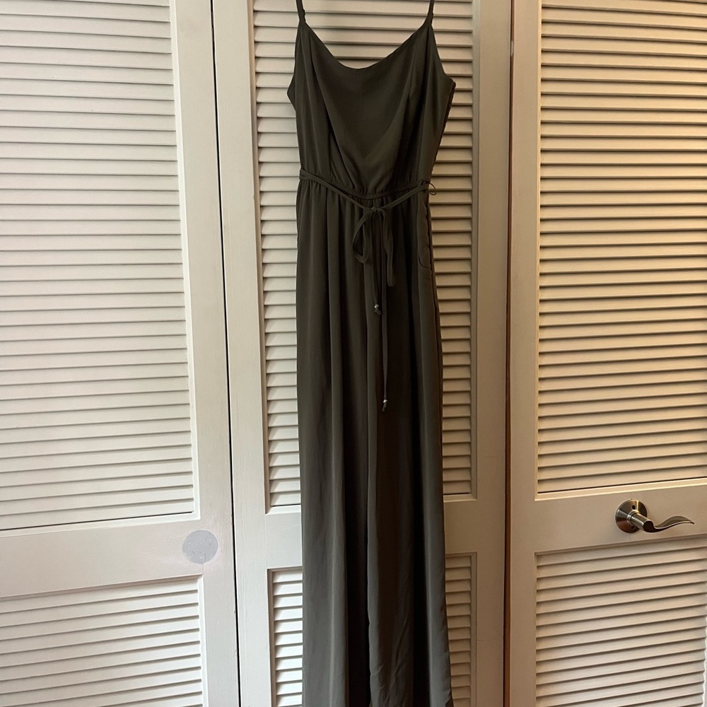 Lily Rose olive Green Sleeveless Spaghetti Strap long romper